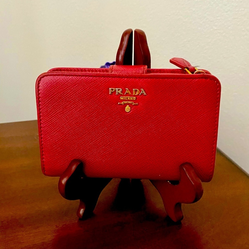 Authentic Prada Red Saffiano Leather Wallet – Luxury Designer Wallet - Picture 2 of 11